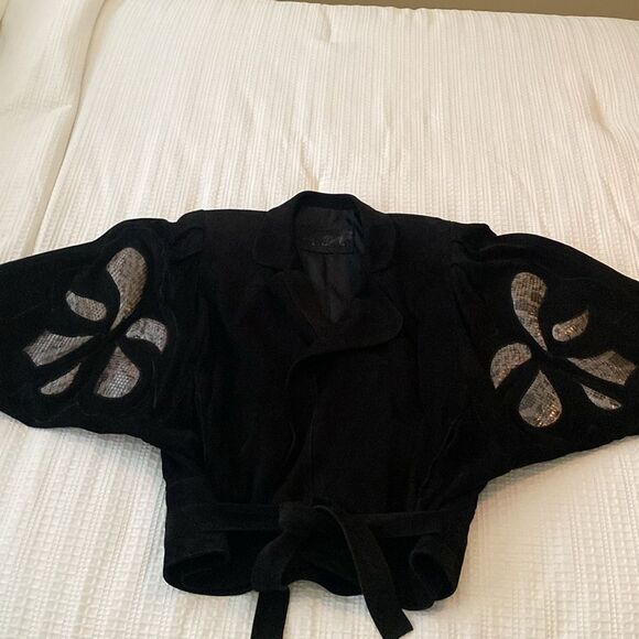 Vintage 80’s Suede and Leather Batwing Jacket - Picture 2 of 16
